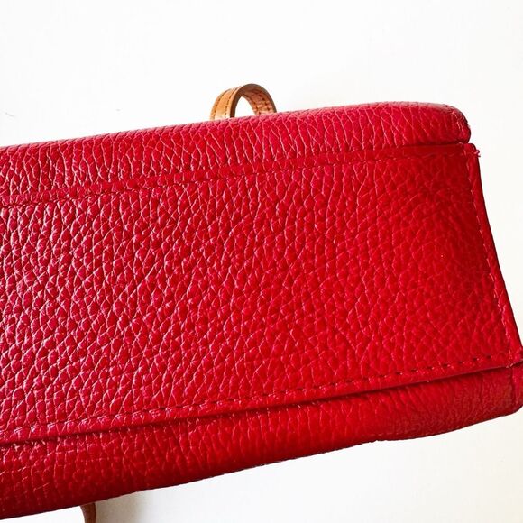 Valentina Zip Around Crossbody Handbag Red Pebbled Leather 2 Straps Italy Nice! - Picture 8 of 14